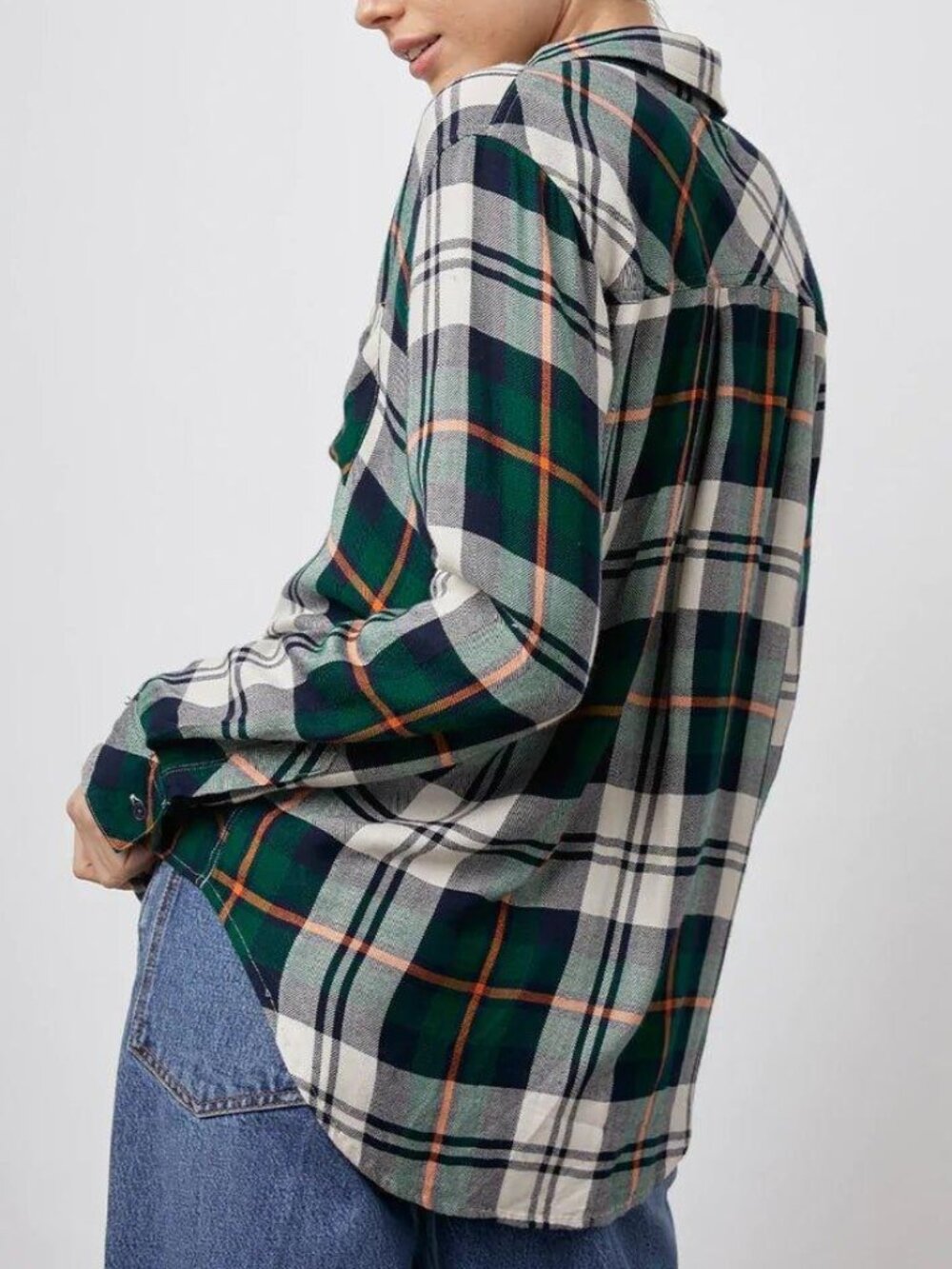 NWOT Rails Hunter Forest Navy Stone GREEN Plaid Flannel NAVY BLUE - Picture 5 of 8